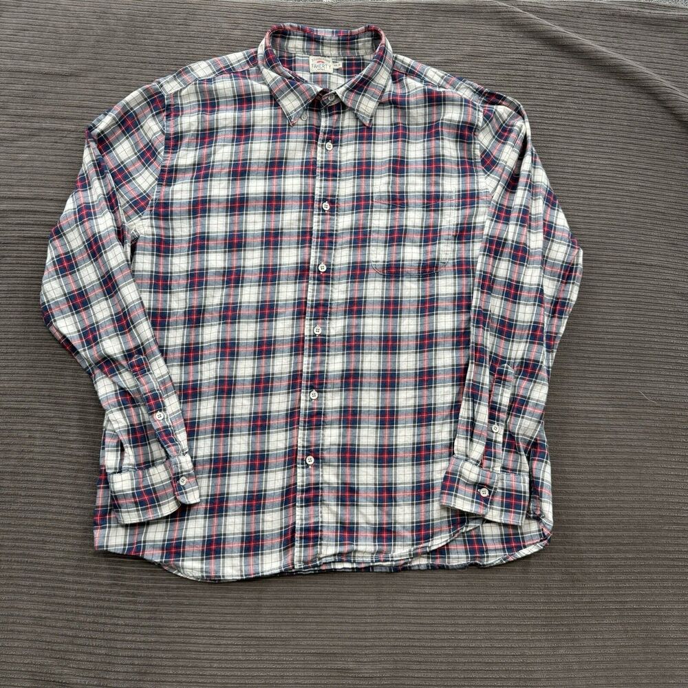 Faherty Shirt Men 2XL Cotton‎ Plaid Long Sleeve Button Up Designer Preppy.